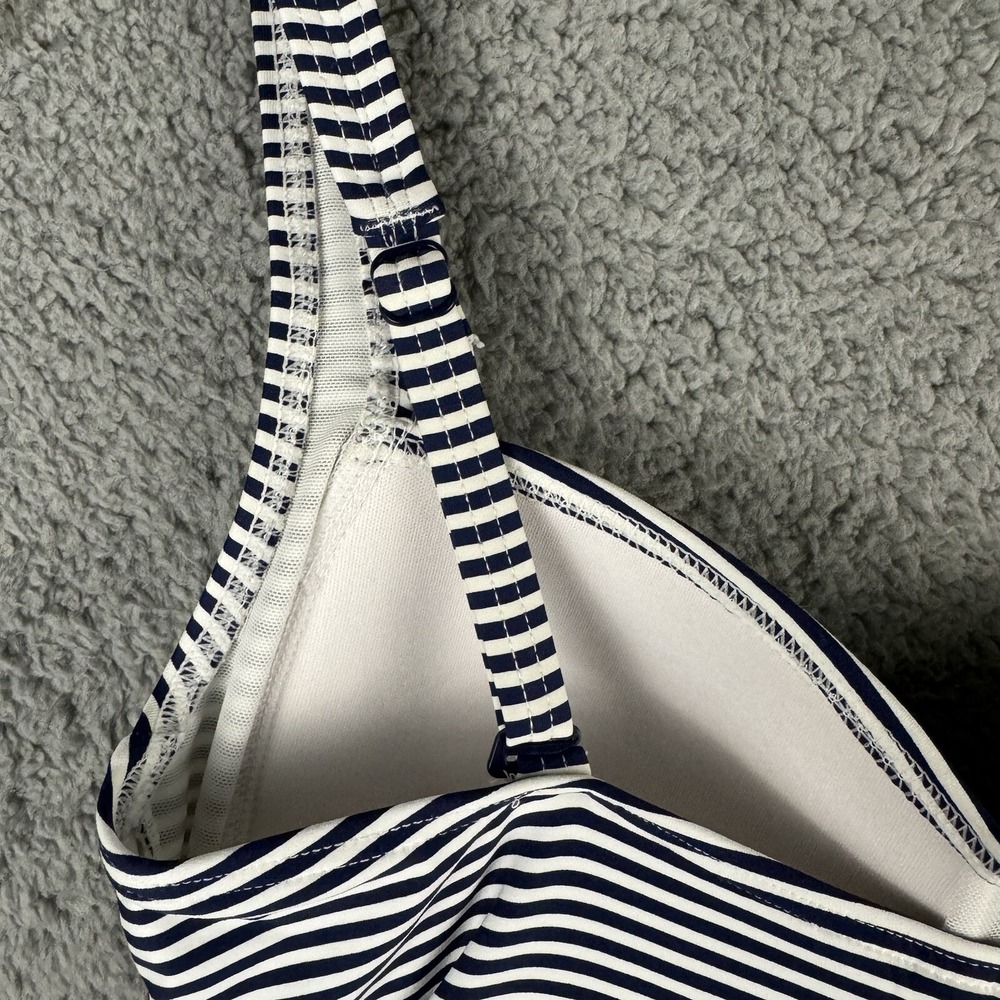 Nip Tuck Twist Front Swimsuit One Piece 8 Navy Blue White Stripes Multi Fit cup‎ - Picture 11 of 16